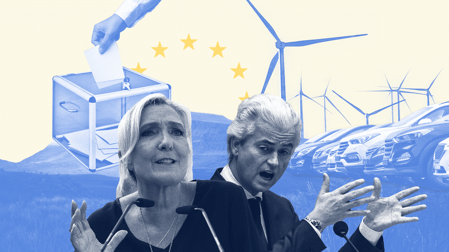 Voitures, éoliennes, pompes à chaleur... Comment l'extrême droite attaque les mesures pro-climat pour engranger des voix en Europe